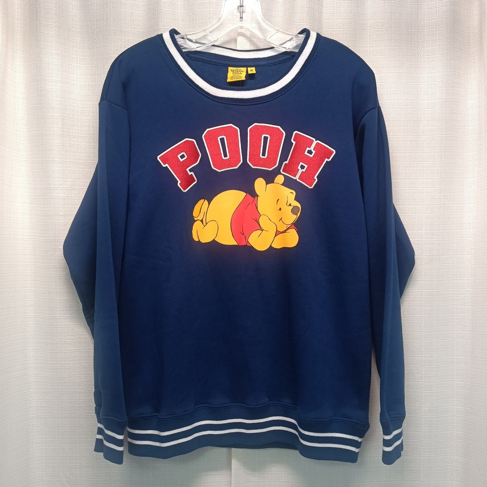 Disney Winnie the Pooh Navy Blue Varsity Graphic Sweatshirt Disney100 NWT Medium